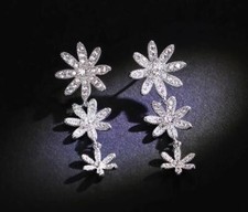 Lange Ohrhänger Blumen Sterling Silber 925 Damen Ohrringe