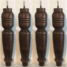 4 viktorianische, elegante gedrechselte Holzbeine Ref. E303-DDMw Fußhocker Stuhl 300 mm 12"