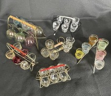 50er/60er Jahre 6 Sets Vintage Konvolut Schnapsgläser mit Ständer