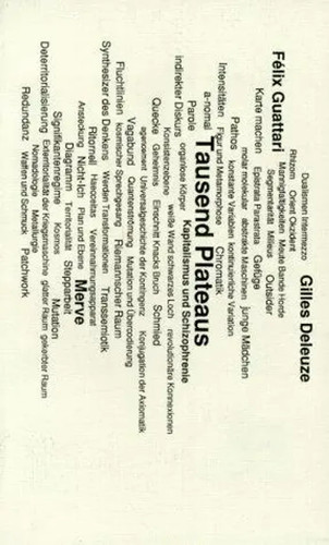 Tausend plateaus kapitalismus - tausend, plateaus.