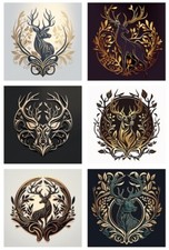 Decoupage-Bastelpapier-Softpapier-Vintage-Weihnachten-Hirsch-Art Nouveau-13306