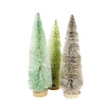 BOLTZE Deko-Bäume Tarvo 3er-Set  Ø 11x31 cm grün beige Kiefernholz