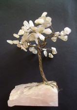 Bonsai Glücks Baum Rosenquarz Bergkristall Fossilien Edelstein jade Feng Shui