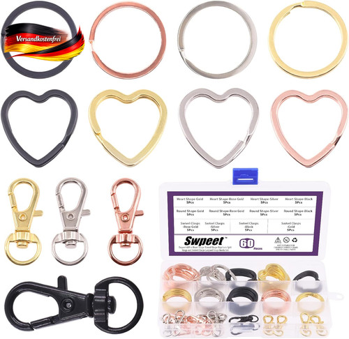 60er set schlüsselringe herz - set,