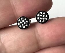 Hübsche Stainless Steel Ohrstecker mit Schachbrett Muster schwarz weiß !