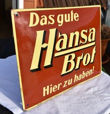 Altes Emailschild "Das gute Hansa Brot-Hier zu haben" Pyro Email Boos & Hahn
