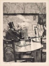 Lesser Ury - Im Café, 1923, 23,8 x 17,8 cm