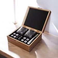 Luxus Whisky-Set: 2 Gläser, 8 Steine, Eiszange im edlen Holzkasten