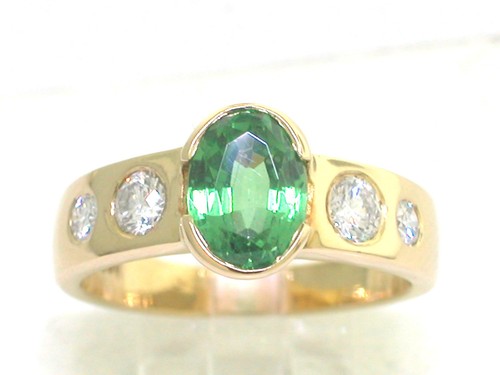 Tsavorit ring 750 gelbgold - ring,
