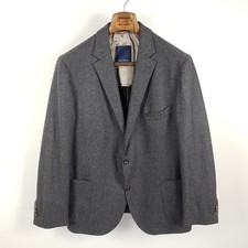 Eduard Dressler Sakko Herren Gr. 28 Grau Super 100 Wolle Flanell Shirt Jacket