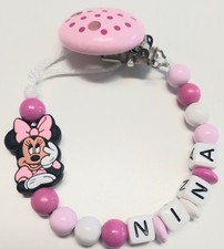 Schnullerkette mit  Wunschnamen?Holz?Mädchen?Minnie Mouse 