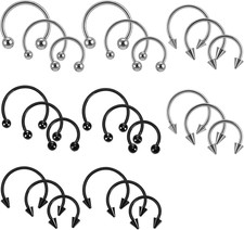 Hufeisen Septum Piercing Set Chirurgenstahl 16G Verschiedene Größen Nasenring