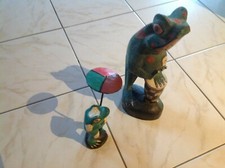 Froschfamilie  2 Deko  Holzfiguren - Handgeschnitzt  - Höhe 33 cm - Top