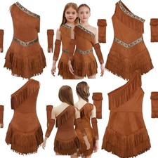 Mädchen Röcke Wildleder Ausrüstung Indianer Setzen Anzeigen Anziehen Festivals