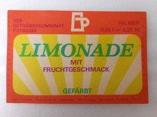 1x altes DDR Etikett LIMONADE