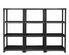 3x Haushaltsregal Steckregal Regal Kellerregal Campingregal Schwarz 12 Böden NEU