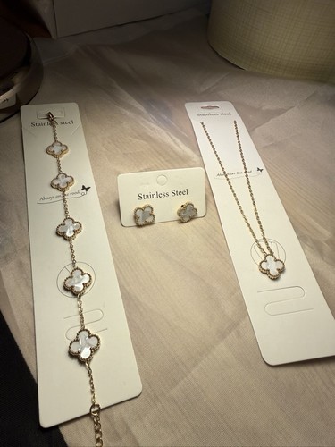 Schmuckset edelstahl kleeblatt - schmuckset,