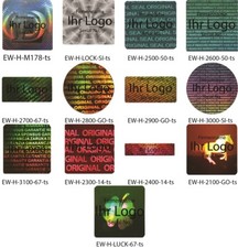 Hologramm-Aufkleber, Siegeletikett,  Sicherheitsetikett schwarz bedruckt von EW