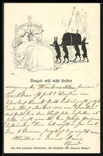 Künstler-AK Bengele im Bett, Hasen bringen einen Sarg, Bengele will nicht sterb 