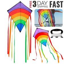 73 x 65 cm Regenbogenstreifen gespleißter Rhombus einzeiliger Diamant Drachen