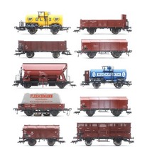 FLEISCHMANN SPUR "HO" SCHWADER VON 10 DB/DR VERSCHIEDENE GÜTERWAGEN