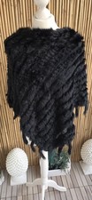 Traumhafter Damen Echtfell Poncho Weste Kaninchen schwarz onesize NEU