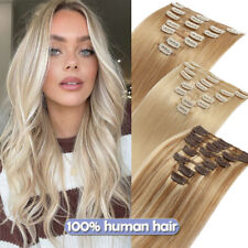 Dick Echthaar Clip In Remy Haar Extensions Haarverlängerung 8Tressen Haarteil DE