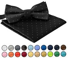 BomGuard Fliege Einstecktuch Set vorgebunden verstellbar Silberpunkte