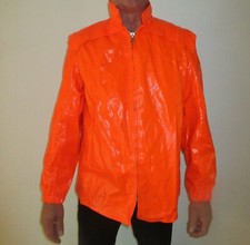 PVC Regen Jacke Größe L Feuerwehr rot orange knatschig fest selten