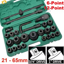26-TLG 3/4" & 1" Zoll 21-65mm Stecknüsse LKW Ratschenkasten Steckschlüsselsatz