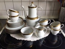 Schirnding Bavaria Porzellan Kaffeeservice 21 Teile Tasse Teller Kanne Goldrand