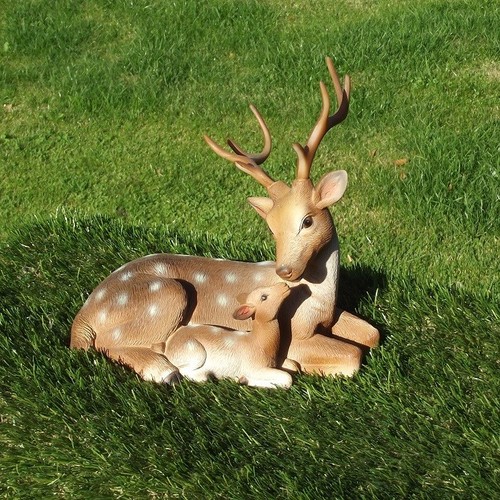 Gartenfigur hirsch mit rehkitz - mit,