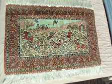 Original Seiden-Ghom Orient Teppich handgeknüpft, 93x63 cm,12Knoten/qcm