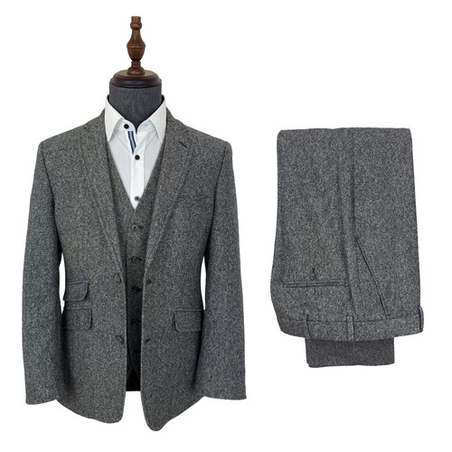 Grauer tweed anzug donegal - tweed,