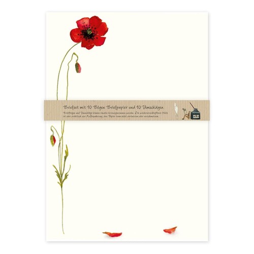 Mohnblüte 10x briefpapier din - mohnblüte,