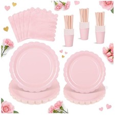 Pappteller rosa set - set, stück