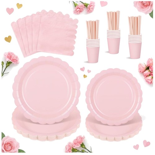 Pappteller rosa set 125 stück - rosa,