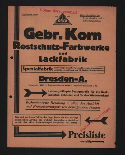 Dresden preisliste 1930 - preisliste,