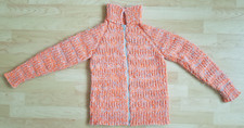 HANDMADE STRICKJACKE OBERTEIL GR ca. 152 JUNGEN ORANGE GRAU SELBSTGESTRICKT