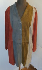 Veloursleder Jacke rot patchwork, Handarbeit aus Meisterwerkstatt, ca. 42, Neu