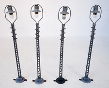 4x Leuchte HO Ring Leuchte - Gittermastleuchte - hellgrau - 12,8 cm - H0 HO 1:87