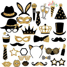 30 Foto Requisiten Box Party Deko Hochzeit Geburtstag Gold Accessoires