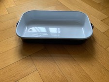 Vintage Bräter Auflaufform mit Griffen Emaille Metall Raine Bratenschale