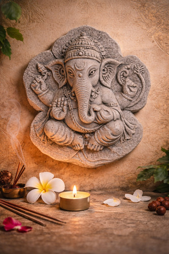 Ganesha stein wand bild garten - stein,