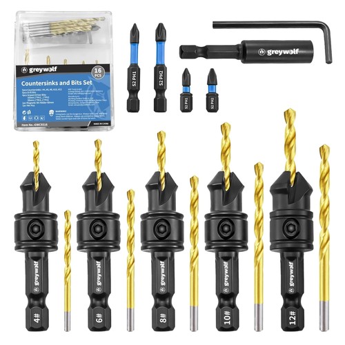 Senkbohrer set tlg holz - senkbohrer-set, 16-tlg,