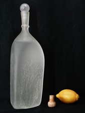 XL Designer MUNDGEBLASEN Satino Krakelee Crakle Glas Flasche Vase Sand Satiniert