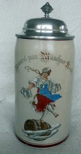 ALT Bierkrug Brauerei zum Münchner Kindl München um 1900 Krug Zinn Sammelkrüge