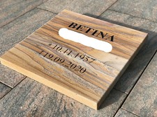 Urnengrabplatte Urnenstein Sandstein Steinplatte Grabplatte 45/45/4 mit Schrift