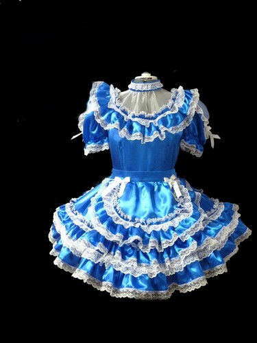 Sissy girls maid blue - girls, satin