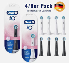 Oral-B iO Ersatzbürsten Sanfte Reinigung Aufsteckbürsten 4/8 Stück Schwarz/Weiß~